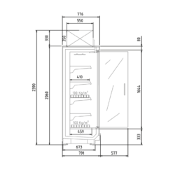 Plug-in přístěnná vitrína CPMG-20133-12M 239*79*125 křídlové dveře