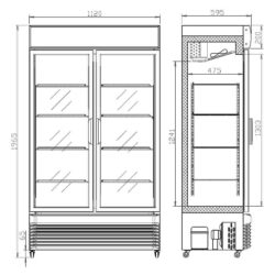 Chladnička CS 7455A 1395 posuvné prosklené 750SL