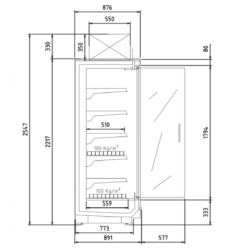 Plug-in přístěnná vitrína CPMG-22333-12M 255*89*125 křídlové dveře