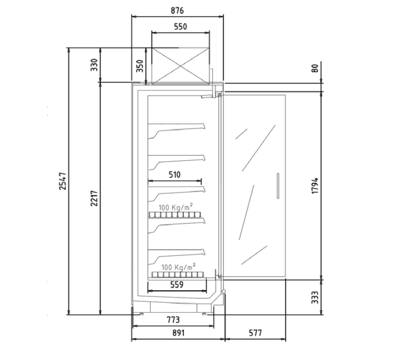 Plug-in přístěnná vitrína CPMG-22333-12M 255*89*125 křídlové dveře