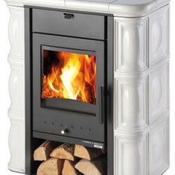 Krbová kamna TREVISO mini, barva černá/kachle slonová kost