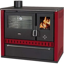 Sporák na tuhá paliva PRITY GT FI S DR, nerezová trouba, bordó, levá