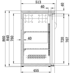 Chladící barový stůl CS 7450A 034 černý prosklený