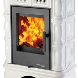 Kachlová kamna FARO, černá, kachlový sokl, kachle slonová kost