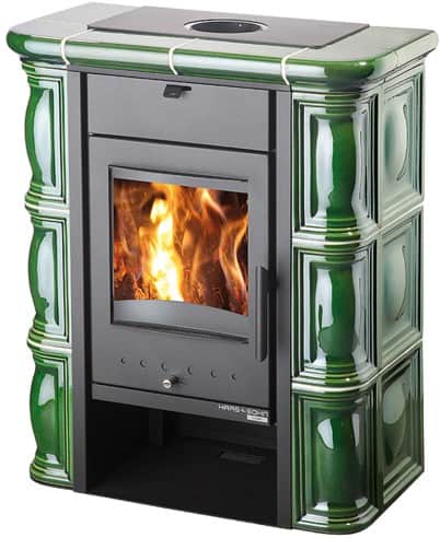 Krbová kamna TREVISO mini, barva černá/kachle zelená