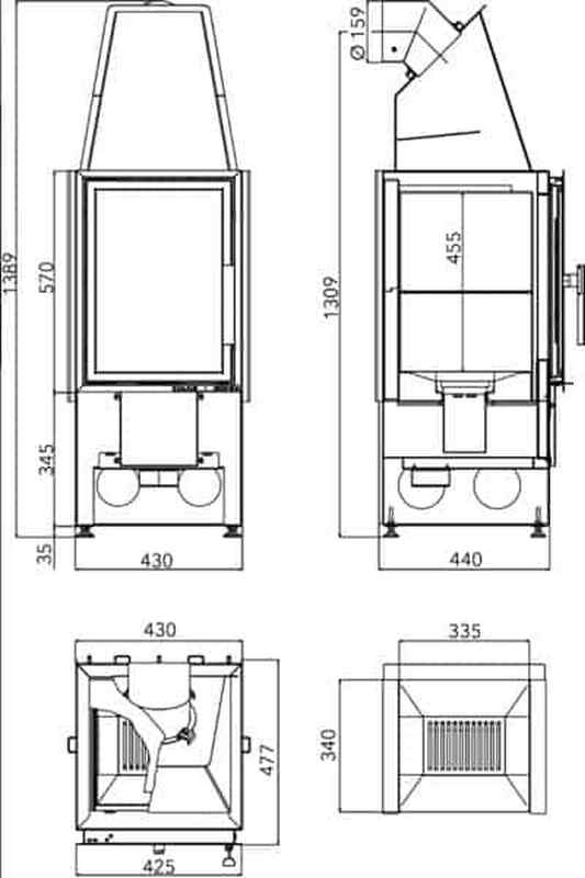 Krbová vložka MALVIK-IV, černá externí přívod vzduchu