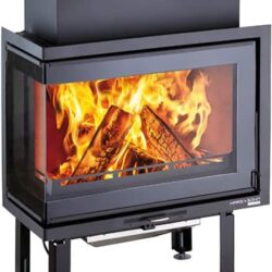 SKARA, rohová krbová vložka levá-sklo