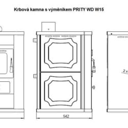 Krbová kamna s teplovodním výměníkem PRITY WD W15