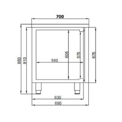 Chladící stůl CS700 112,5cm bez motoru PRO LINE