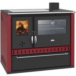 Sporák na tuhá paliva s výměníkem PRITY GT W10 FI G DR, burgundy