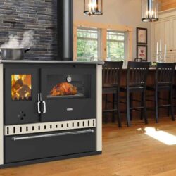 Sporák na tuhá paliva PRITY GT FI S DR, nerezová trouba, slonová kost