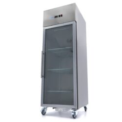 Chladnička - 600 l - 3 nastavitelné police (2/1 GN) - nerezová ocel - se skleněnými dveřmi